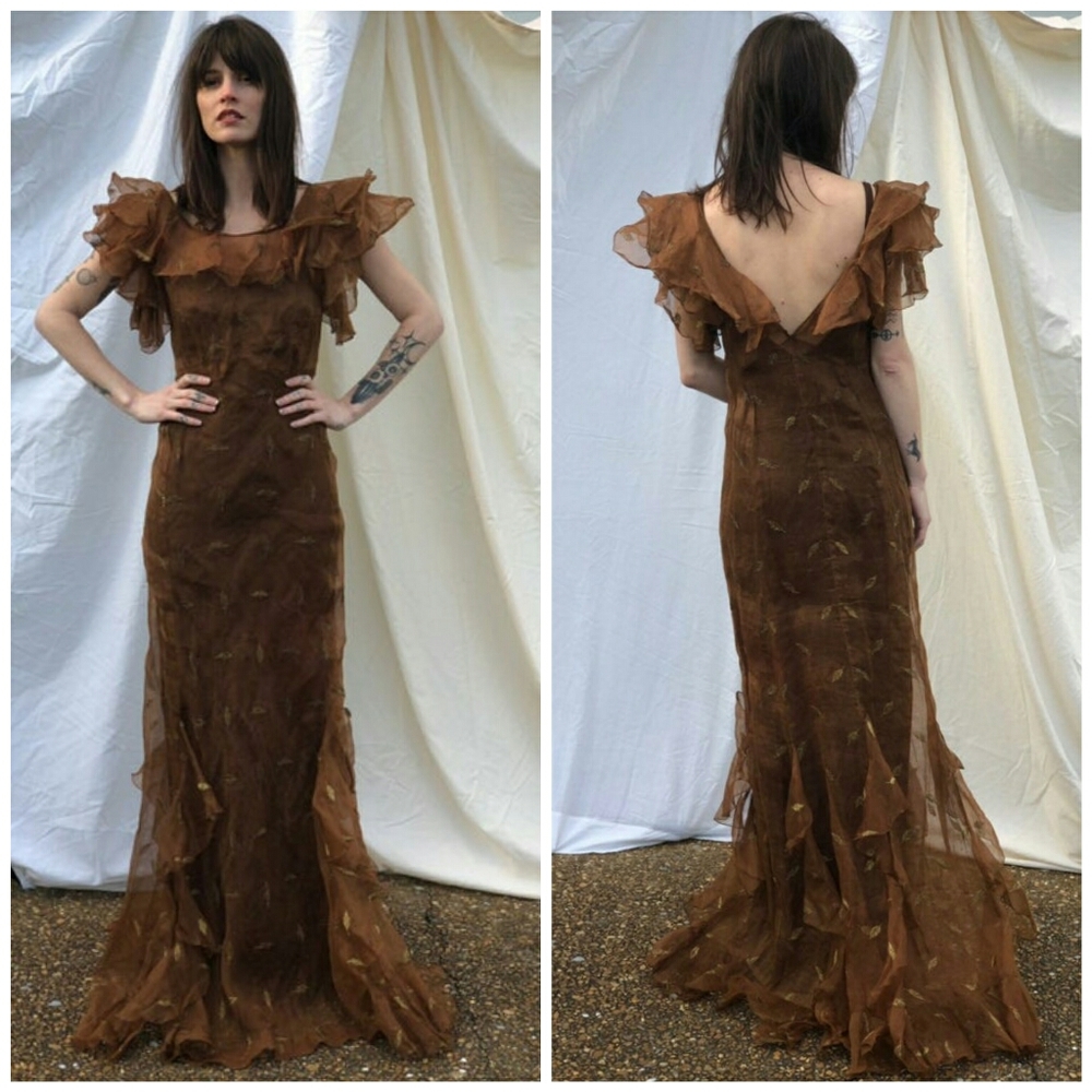Vintage 1930s Organza Evening Gown - Small 2/4 - Picture 2 of 6